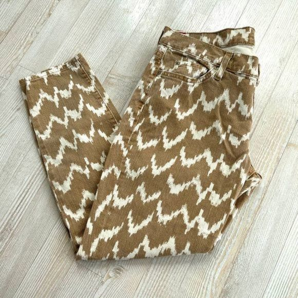 7 For All Mankind Denim - 7 For All Mankind‎ Ikat Print Cropped Skinny Jeans Size 30
